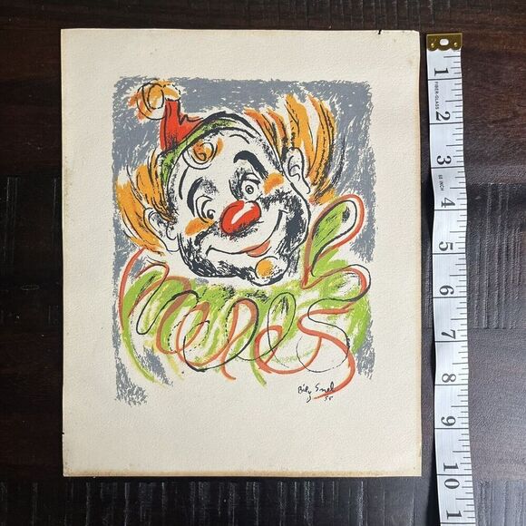 Bily Snel Clown Print 1955 African American Artist MCM Listed Artist - Picture 4 of 5
